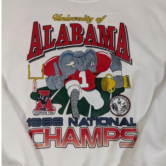 Vintage 1992 University of Alabama National Champs Sweatshirt Unisex L - Picture 3 of 9